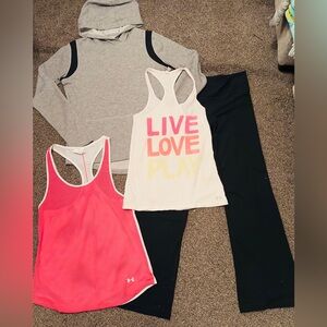 Under Armour Gray Hoodie and Pink Tank Set